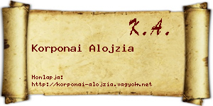 Korponai Alojzia névjegykártya